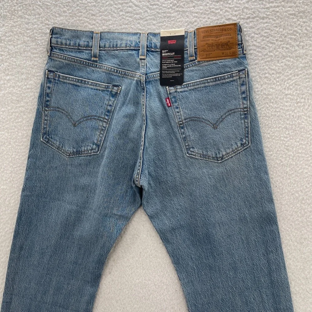 Levis 517 Jeans Mens 31x30 Blue Premium Bootcut Big E Denim Western Rodeo Ranch